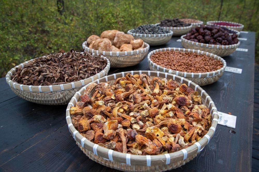 △近日，漠河市北極村一景區(qū)展示的林下產(chǎn)品。