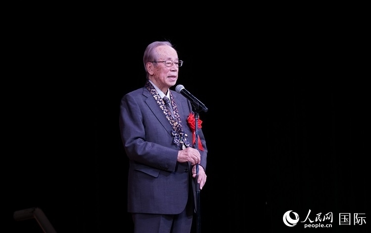 日本前首相福田康夫發(fā)表致辭。人民網(wǎng) 蔣曉辰攝