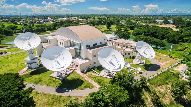 2016年8月1日拍攝的老撾首都萬象的老撾一號通信衛(wèi)星地面站全景。