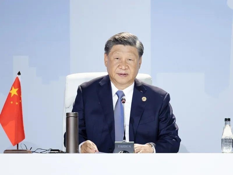 當地時間8月24日，習近平主席在南非約翰內斯堡出席金磚國家領導人第十五次會晤特別記者會。