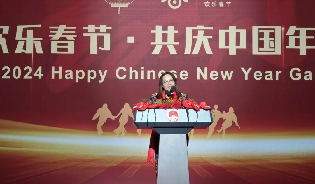 南非旅游部長德利萊女士致辭。中國駐南非大使館供圖