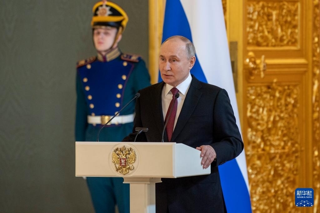 3月20日，俄羅斯總統(tǒng)普京在莫斯科克里姆林宮與其競(jìng)選團(tuán)隊(duì)代表舉行見面會(huì)。新華社記者 曹陽(yáng) 攝