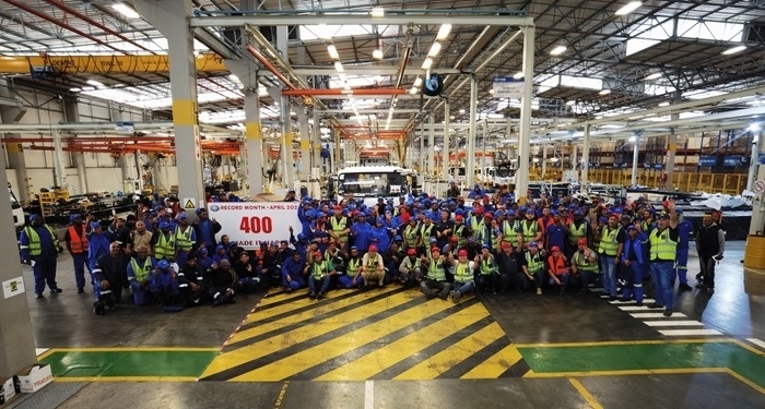 一汽南非庫哈工廠單月產(chǎn)量破400輛。圖片來源：一汽解放