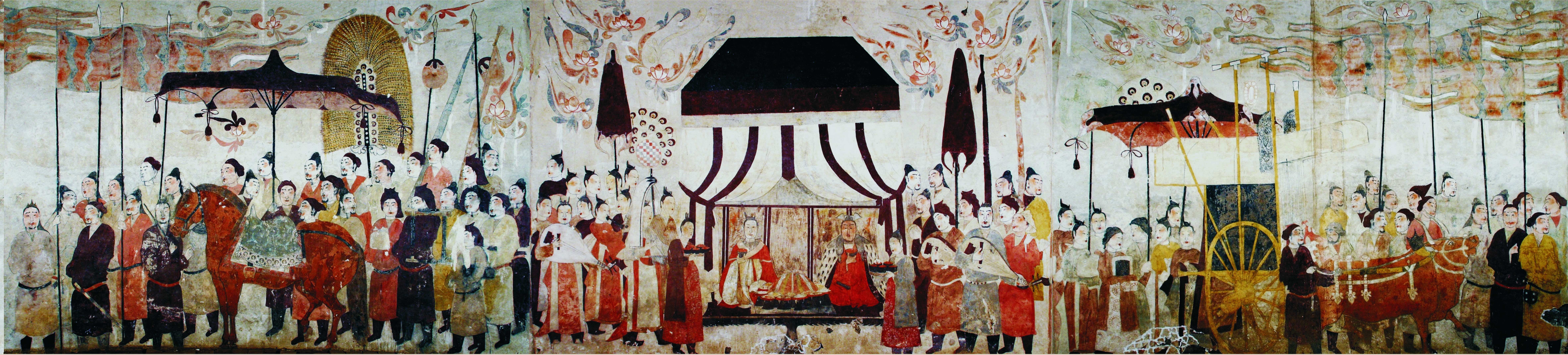 這是徐顯秀墓室壁畫展開圖。太原北齊壁畫博物館供圖