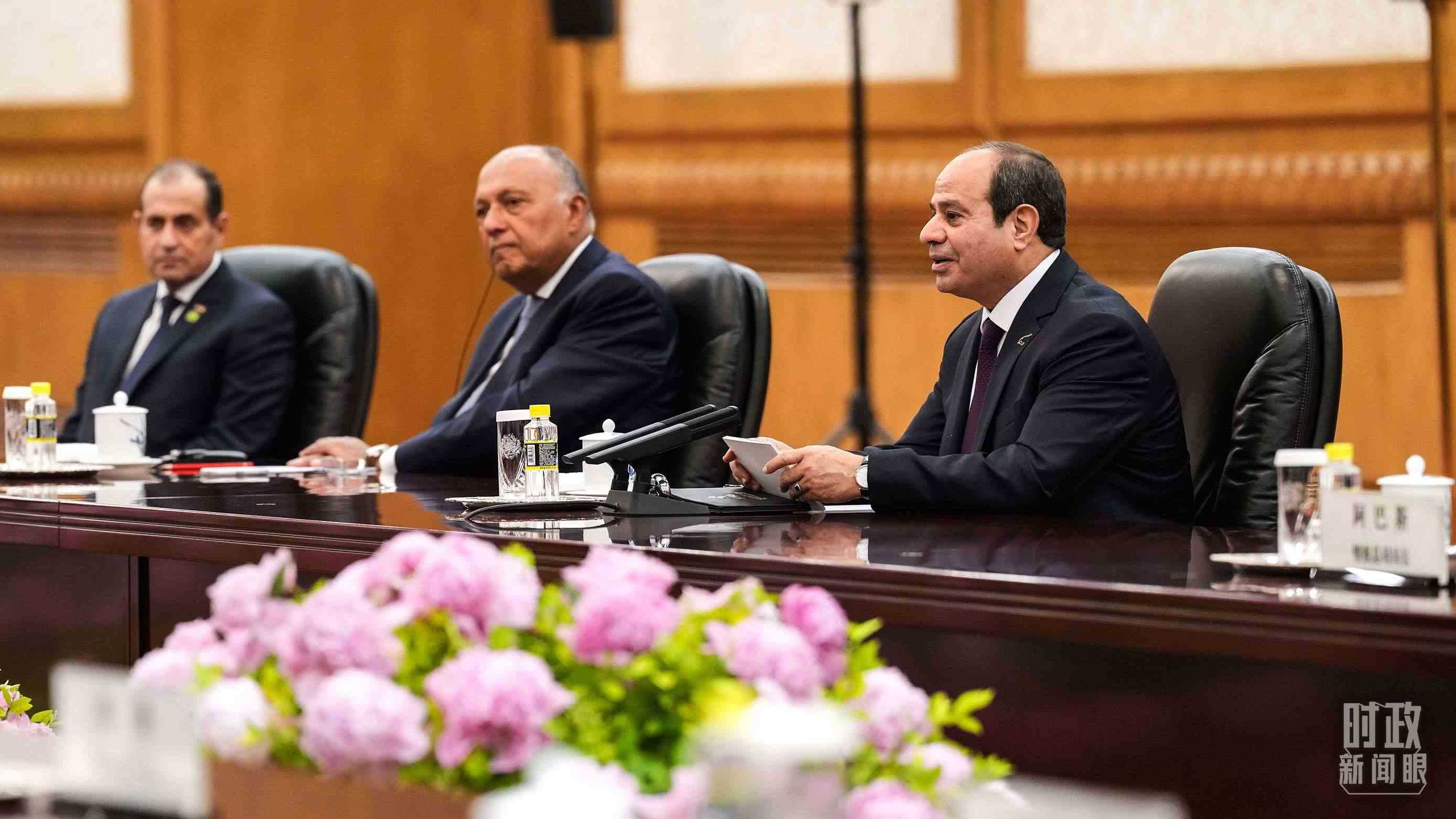 △會談中的塞西總統(tǒng)。（總臺國廣記者李晉拍攝）