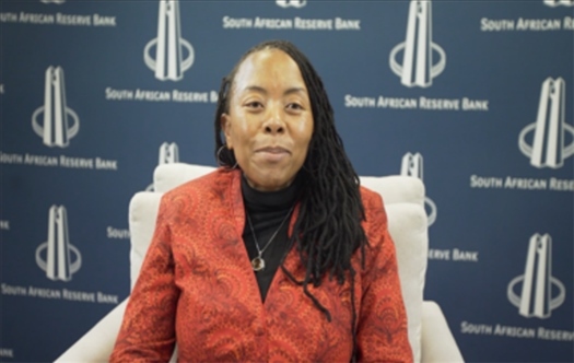 南非儲(chǔ)備銀行副行長(zhǎng)、審慎監(jiān)管局首席執(zhí)行官芬迪?查齊巴納視頻發(fā)言。（中國(guó)建設(shè)銀行約翰內(nèi)斯堡分行供圖）