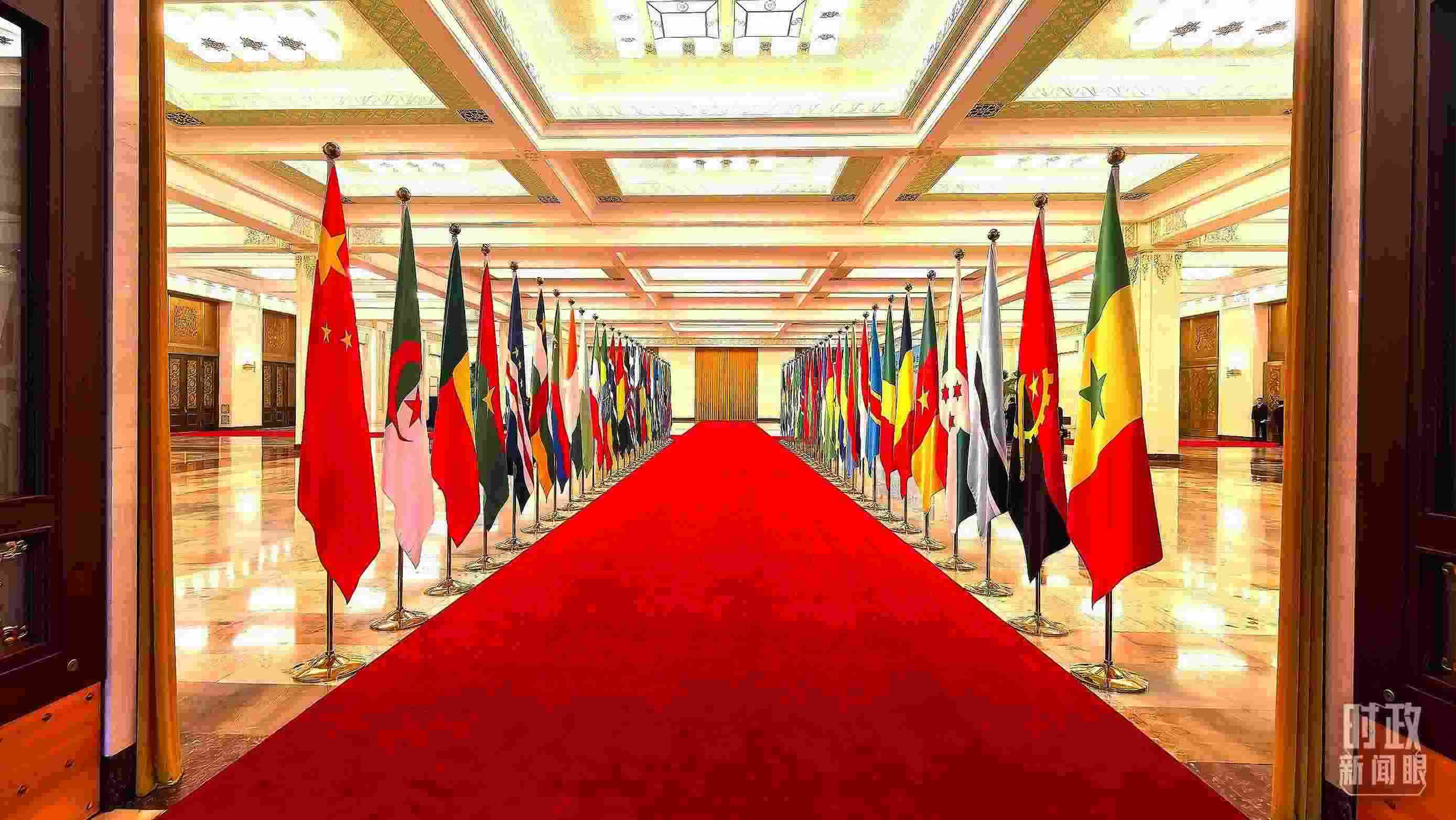  △人民大會(huì)堂內(nèi)的旗陣。（總臺(tái)央視記者馬超拍攝）