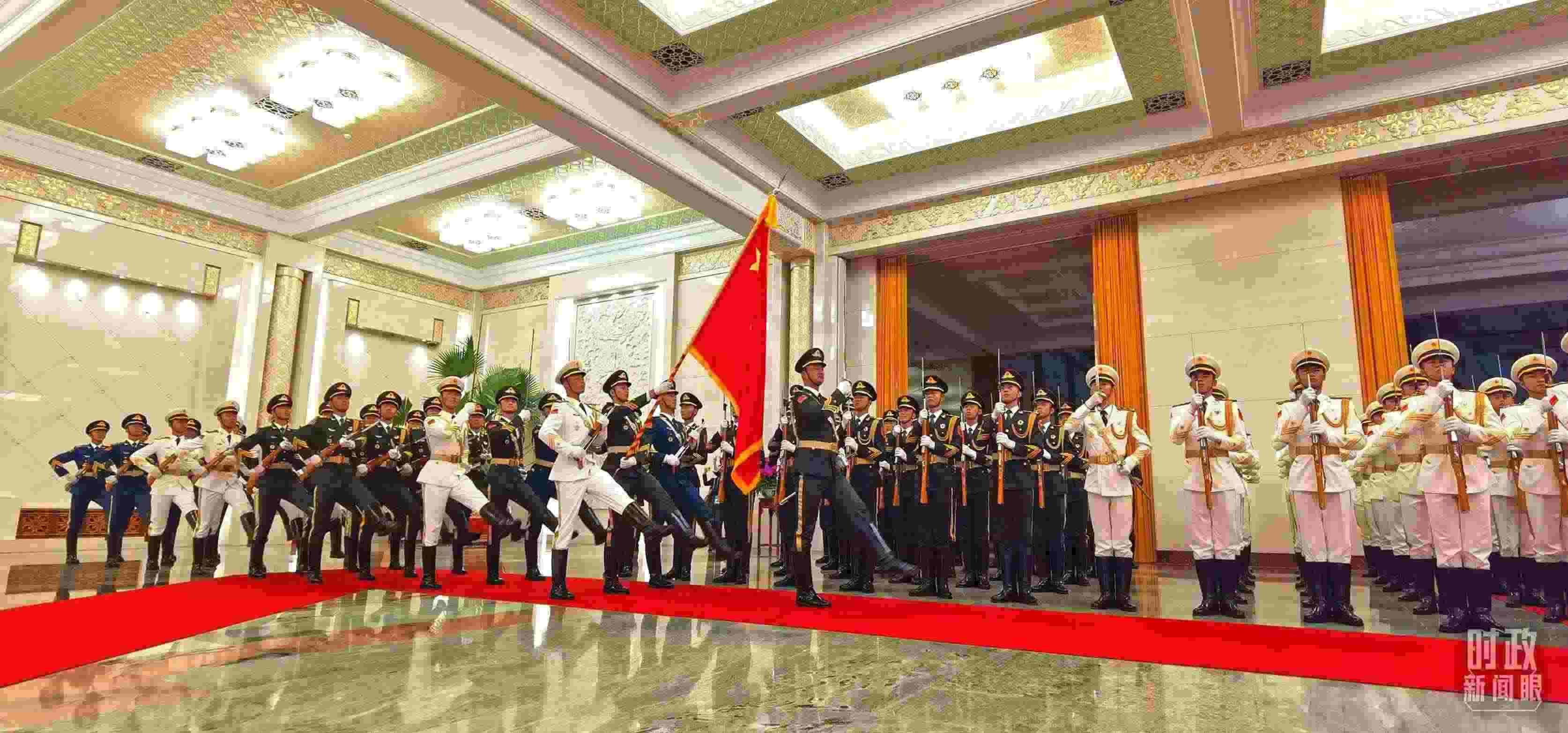 歡迎儀式上的儀仗隊(duì)。（總臺(tái)央視記者郭鴻拍攝）