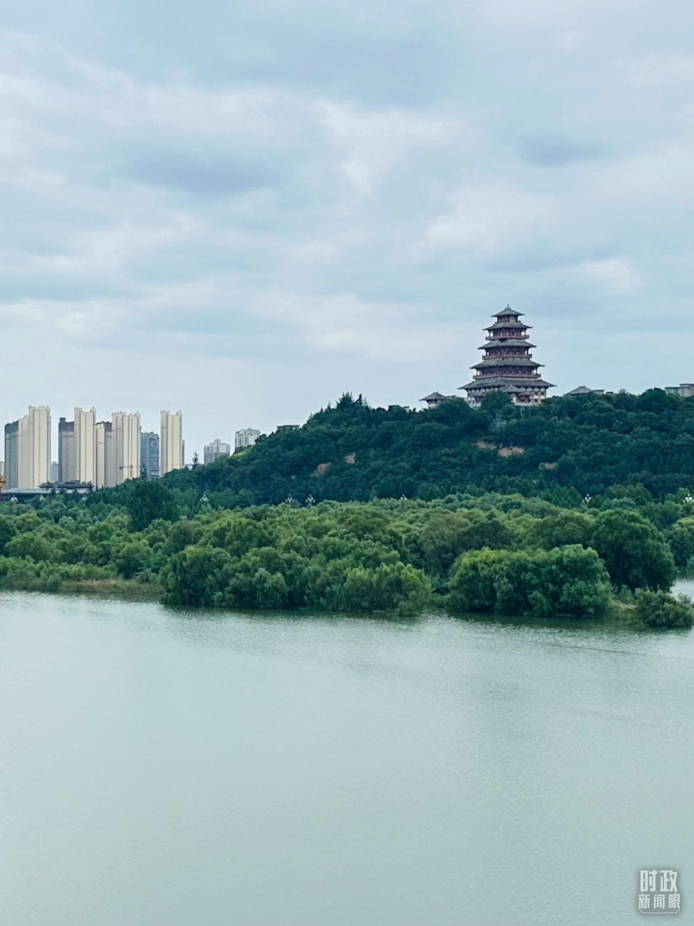 △渭河寶雞段長224公里，目前建成17處渭河灘區(qū)生態(tài)涵養(yǎng)區(qū)。（總臺(tái)央視記者范一鳴拍攝）