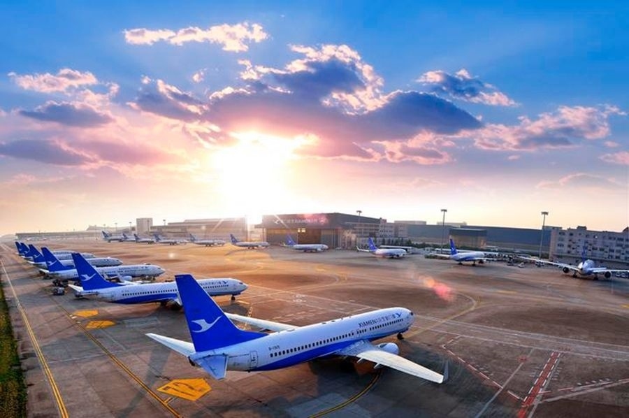 這是如今廈門航空的機(jī)隊(duì)照片。（廈門航空有限公司供圖）