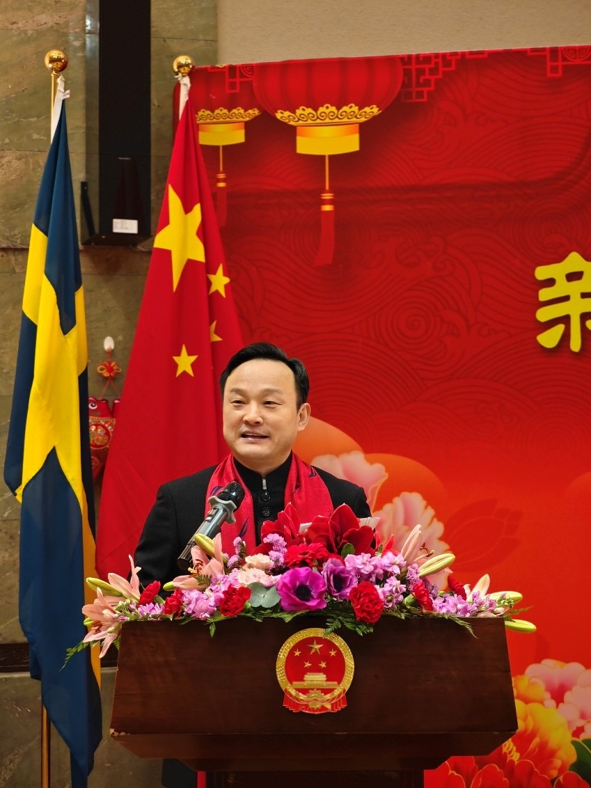 中國駐哥德堡總領事楊培棟致辭。中國駐哥德堡總領館供圖