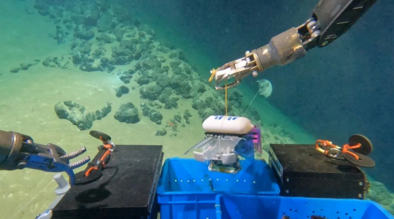 北航深海小型機器人在深海測試。校方供圖