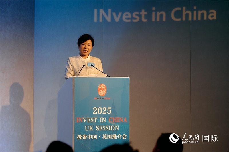 湖南省商務(wù)廳廳長龍小紅做商務(wù)工作情況推介。楊浩鵬攝。