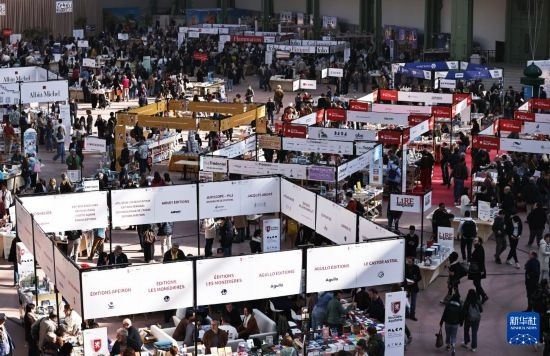 4月11日，人們?cè)诜▏屠璐蠡蕦m參加2025巴黎書展。新華社記者 高靜 攝